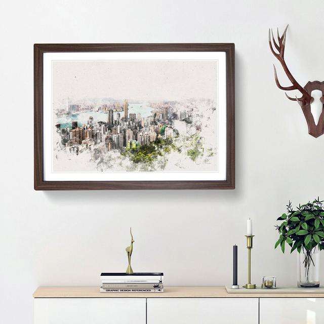 Hong Kong Skyline - Picture Frame Painting Print East Urban Home Frame Option: Walnut Framed, Size: 45cm H x 63cm W x 2cm D on Productcaster.