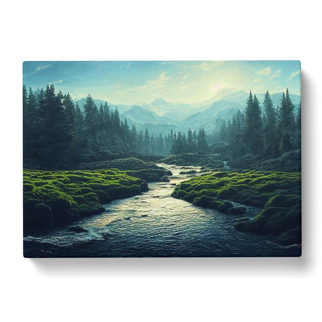 Hypnotic Forest Stream - Wrapped Canvas Painting Alpen Home Size: 35cm H x 50cm W x 3cm D on Productcaster.