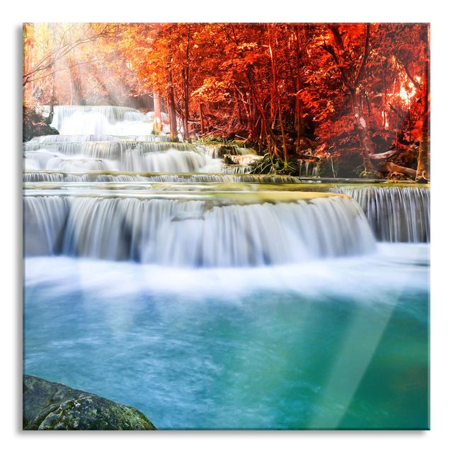 Creek In An Autumn Landscape - No Frame Print on Glass Union Rustic Size: 70cm H x 70cm W x 0.4cm D on Productcaster.