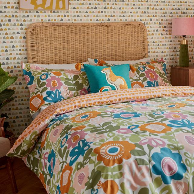 Kukkia Pink/Green/Orange 100% Cotton 3 Piece Duvet Cover Set SCION Size: King Duvet Cover + 2 Standard Pillowcases on Productcaster.