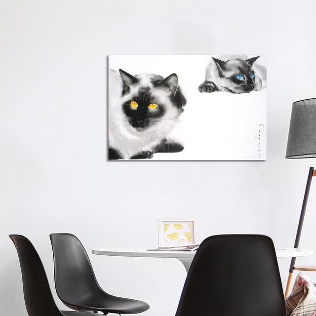 Cat Distancing by Soo Beng Lim - Wrapped Canvas Gallery-Wrapped Canvas Giclée Rosalind Wheeler on Productcaster.