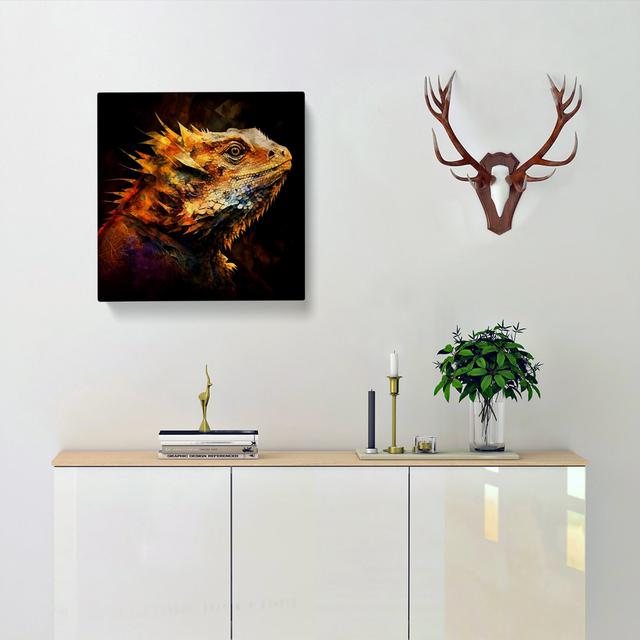 Bearded Dragon Abstract Expressionism - No Frame Print Marlow Home Co. Size: 50cm H x 50cm W x 3cm D on Productcaster.