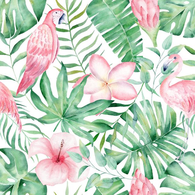 Cherie Tropical Rainforest Plants by Tanialerro - Wrapped Canvas Graphic Art Bay Isle Home Size: 30cm H x 30cm W x 3.8cm D on Productcaster.