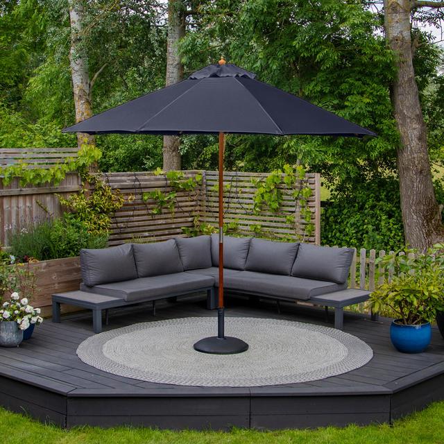 Kamila Kratos 3m Wooden Parasol Freeport Park Fabric Colour: Navy on Productcaster.