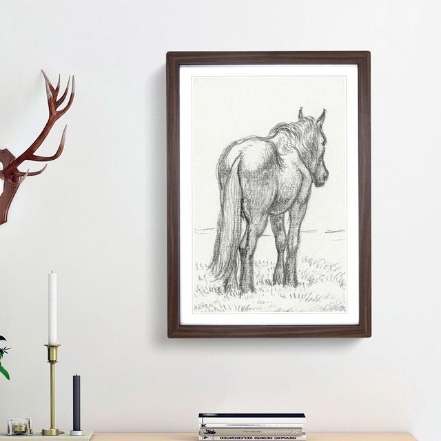 Standing Horse by Jean Bernard - Picture Frame Drawing Print East Urban Home Frame Option: Walnut Framed, Size: 65cm H x 48cm W x 2cm D on Productcaster.