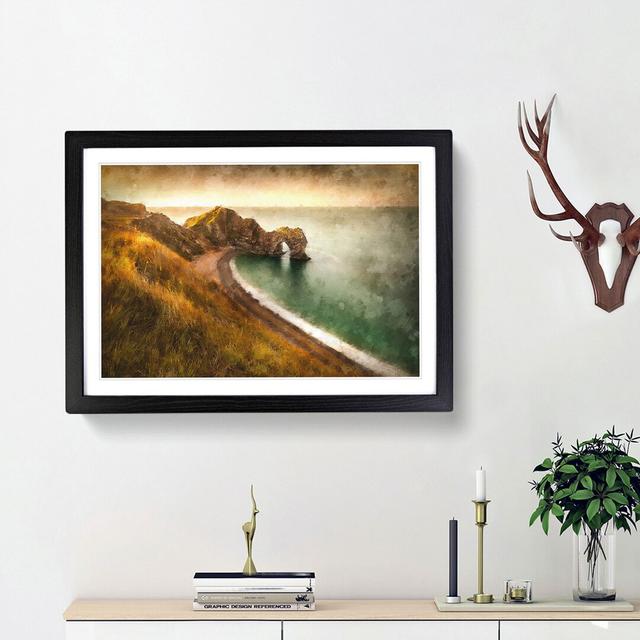 Durdle Door Cliffs Wareham - Picture Frame Graphic Art Print East Urban Home Frame Option: Black Framed, Size: 33cm H x 45cm W x 2cm D on Productcaster.