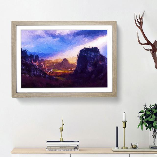 Sunset over the Mountains in Greece - Picture Frame Painting Print East Urban Home Frame Option: Oak Framed, Size: 36cm H x 48cm W x 2cm D on Productcaster.