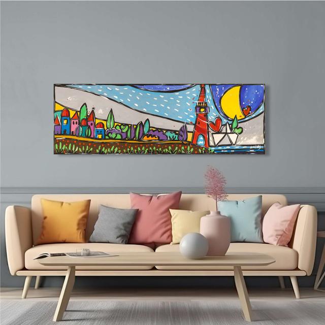 Modern Painting: Finally Home by Wallas - Wrapped Canvas Art Prints Rosalind Wheeler Size: 40cm H x 120cm W x 4cm D on Productcaster.