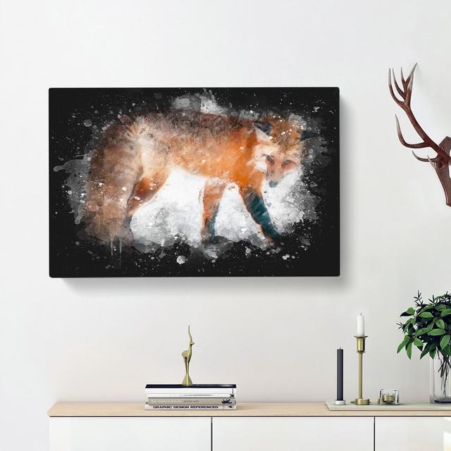 Red Fox in the Winter - Wrapped Canvas Painting Print East Urban Home Size: 45cm H x 76cm W x 4cm D on Productcaster.