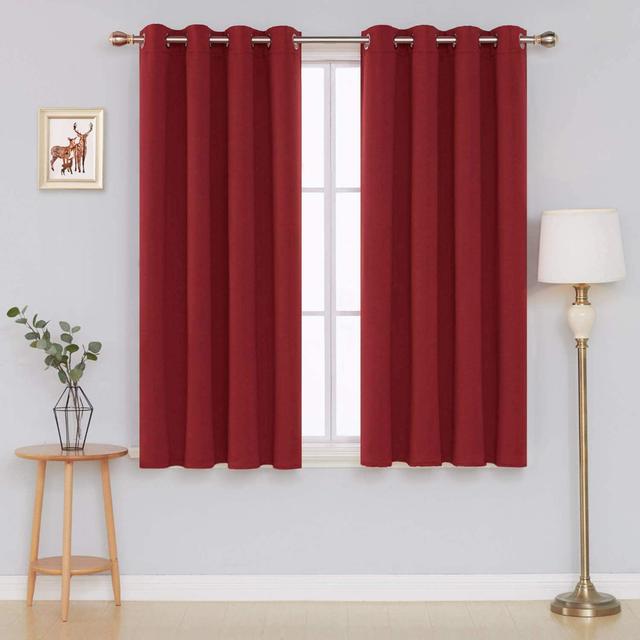 My Home Store Ultra-Soft Blackout Curtains Enguerran with Eyelets and Tie Backs (Set of 2) Ebern Designs Colour: Red, Panel Size: 167 W x 228cm D on Productcaster.