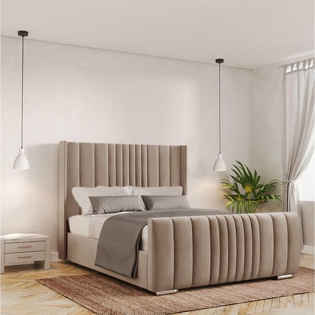 Schwamm Bed Frame - Velvet Fairmont Park Colour: Coffee, Size: Double (135 x 190 cm) on Productcaster.