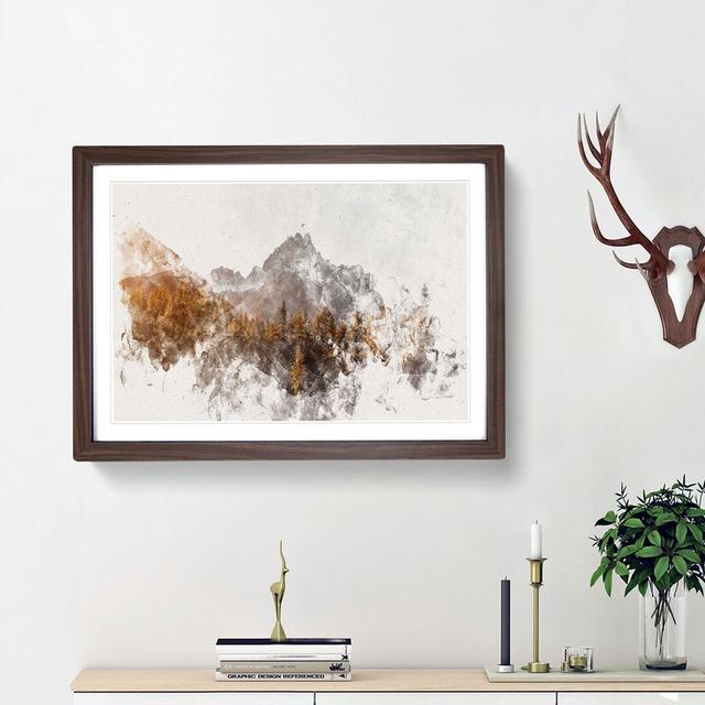 Forest Before the Mountain - Picture Frame Painting Print East Urban Home Size: 36cm H x 48cm W x 2cm D, Frame Option: Walnut Framed on Productcaster.