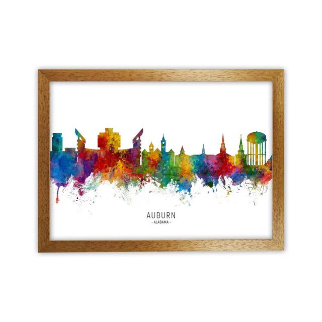 Auburn Alabama Skyline by Michael Tompsett - Graphic Art Print Ebern Designs Format: Brown Framed, Size: 64cm H x 88cm W x 3cm D on Productcaster.