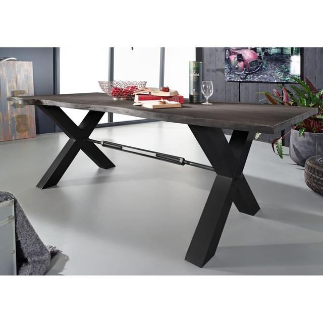 Iron Label Dining Table Massivmoebel24 Size: H76 x L260 x W100cm, Colour (Table Base): Dark Anthracite on Productcaster.