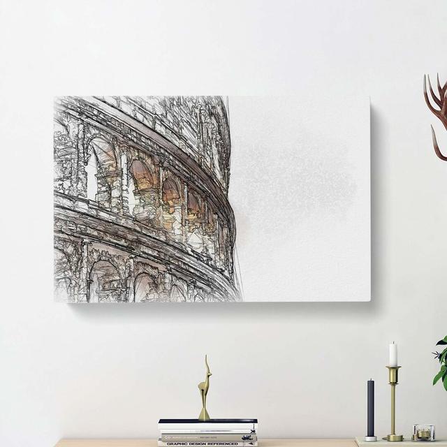 Colosseum in Rome Italy in Abstract - Wrapped Canvas Graphic Art Print East Urban Home Size: 50cm H x 76cm W x 3cm D on Productcaster.