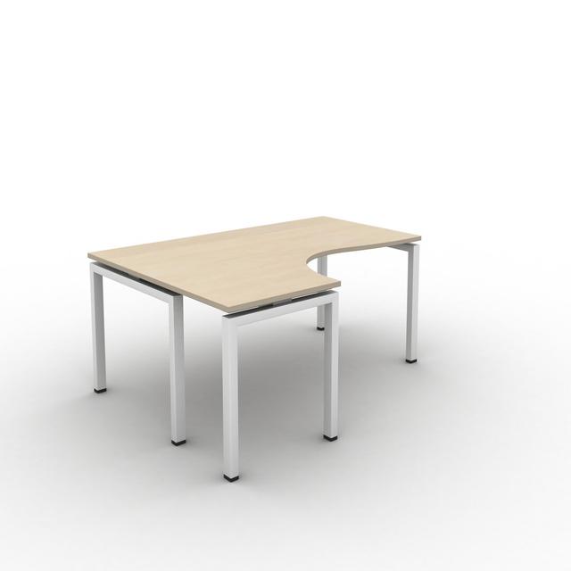 Grazian L-Shape Desk Ebern Designs Frame Colour: White, Top Colour: Maple, Size: 73cm H x 160cm W x 120cm D on Productcaster.