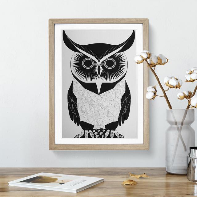 Owl Monochrome No.2 - Picture Frame Painting Alpen Home Size: 64cm H x 46cm W x 2cm D, Frame Colour: Oak on Productcaster.