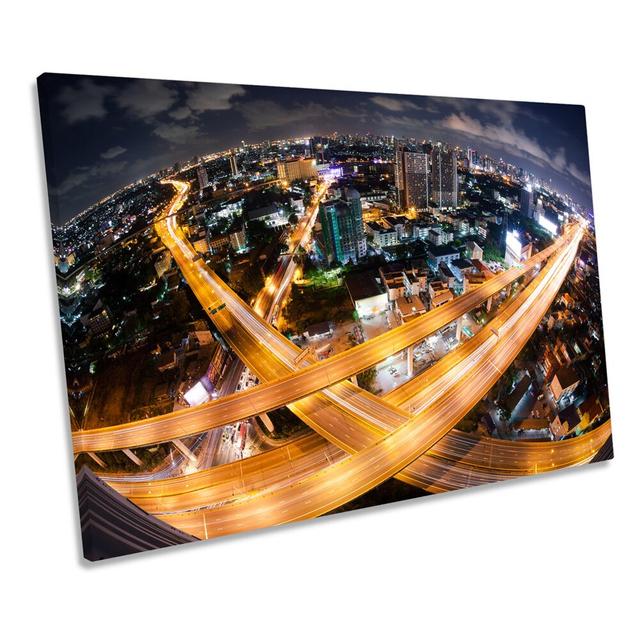 Bangkok Highway City Skyline Picture Canvas Wall Art Print Ebern Designs Size: 61cm H x 91.4cm W x 4cm D on Productcaster.