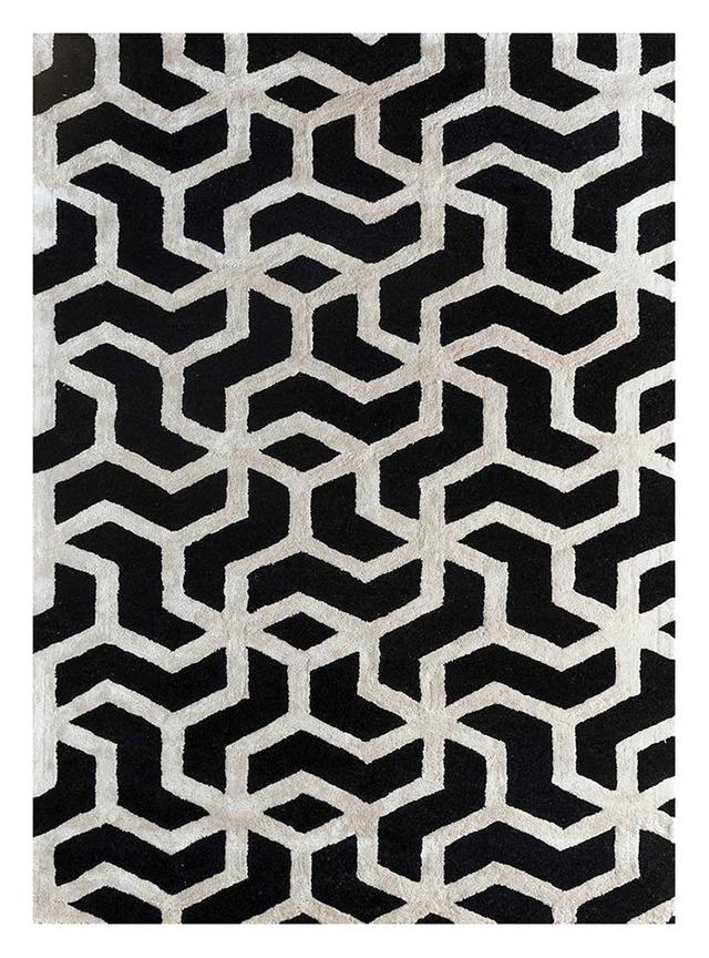 Nadabas Geometric Machine Tufted Rectangular 150 X 240cm Black Area Rug Ebern Designs on Productcaster.