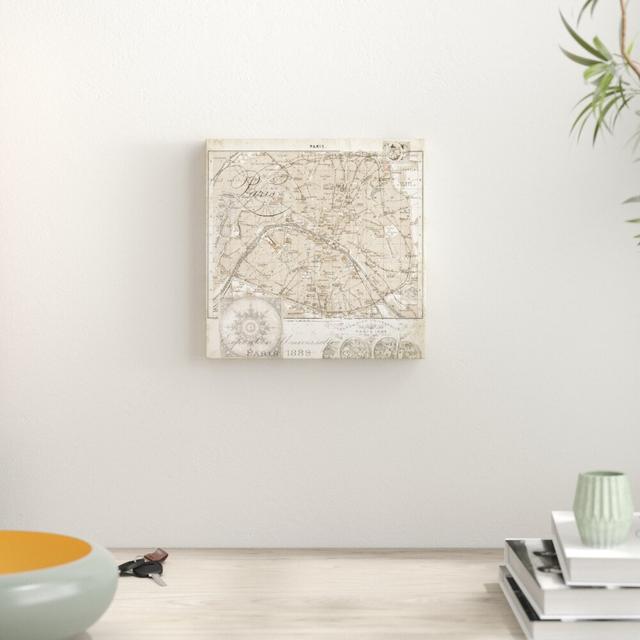 'Paris Map IV' by Tre Sorelle Studios Graphic Art Print on Wrapped Canvas East Urban Home Size: 30.48cm H x 30.48cm W on Productcaster.