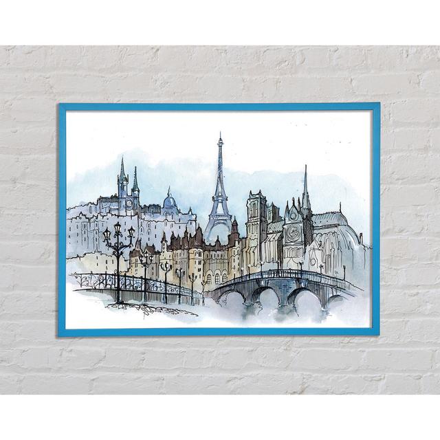 Eiffel Tower over the City 3 Rosalind Wheeler Size: 21cm H x 29.7cm W x 2cm D, Format: Blue Framed Paper on Productcaster.