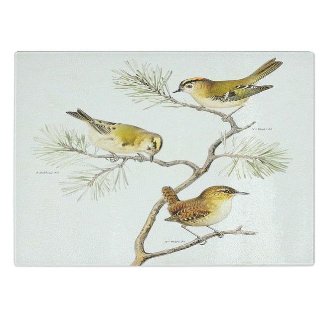 Glass Eurasian Wren & Goldcrest Birds by Von Wright Chopping Board East Urban Home Size: 28.5 cm W x 20 cm L on Productcaster.