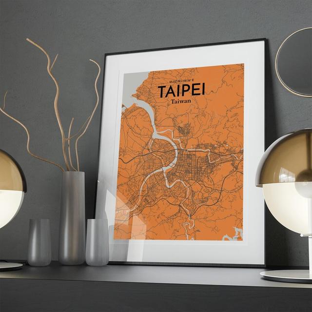 Taipei City Map In Orange - No Frame Print Borough Wharf Size: 27.6cm H x 19.7cm W x 0.05cm D on Productcaster.