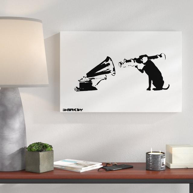 Dog With HMV Missile by Banksy - Wrapped Canvas Print East Urban Home Size: 41cm H x 61cm W x 4cm D on Productcaster.