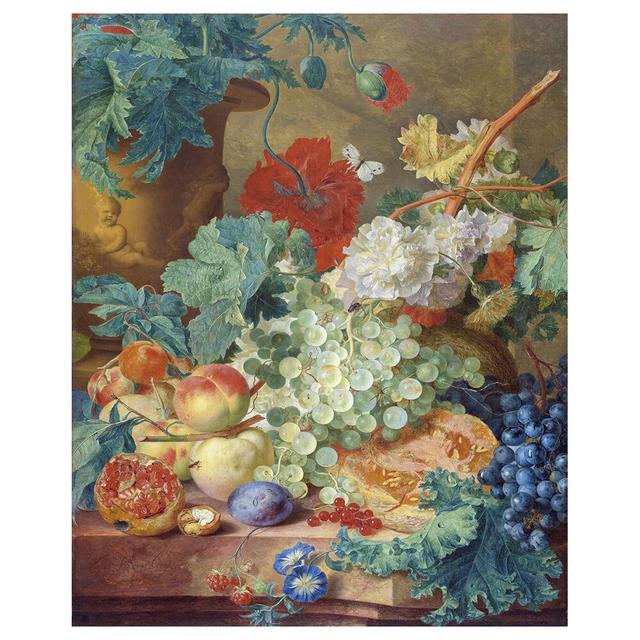 Still Life with Flowers and Fruit by Jan Van Huysum - Wrapped Canvas Painting Marlow Home Co. Size: 100cm H x 80cm W x 2.2cm D on Productcaster.