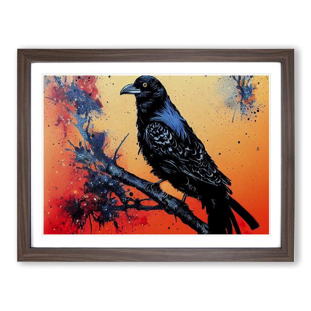 Raven Bird Splash Vol.2 Abstract - Picture Frame Painting 17 Stories Size: 25cm H x 34cm W x 2cm D, Frame Colour: Walnut on Productcaster.