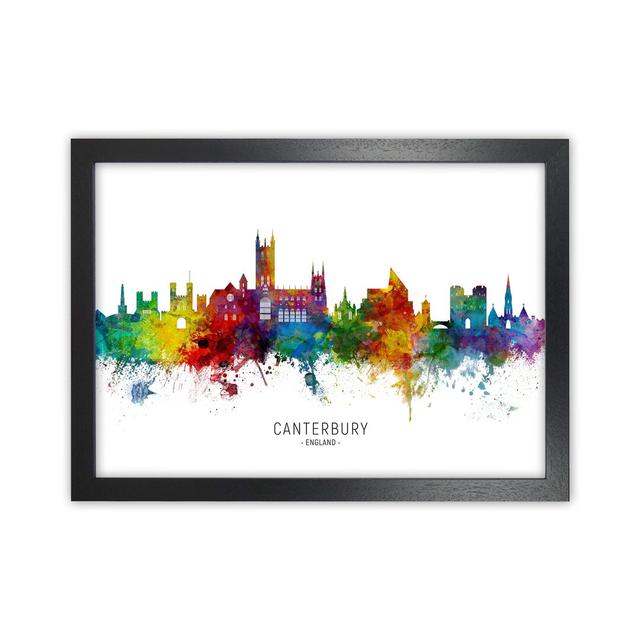 Canterbury England Skyline by Michael Tompsett - Graphic Art Print Ebern Designs Size: 34cm H x 46cm W x 3cm D, Format: Black Framed on Productcaster.