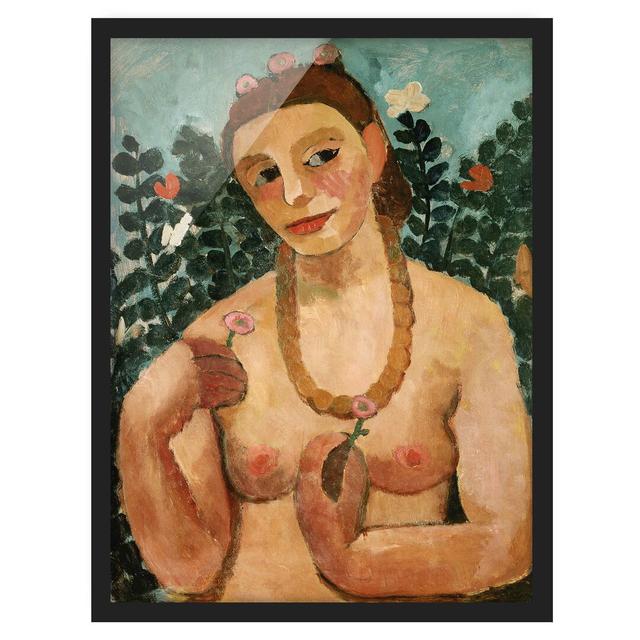 Picture With Frame - Paula Modersohn-Becker - Half Nude With Amber Necklace Maturi Frame Option: Black Framed, Size: 100cm H x 70cm W x 2cm D on Productcaster.