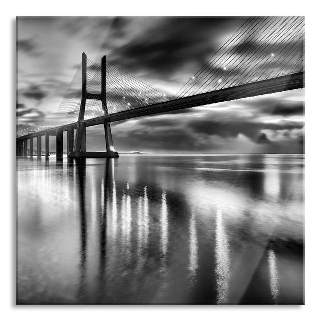 Lisbon Bridge - No Frame Print on Glass Brayden Studio Size: 60cm H x 60cm W x 0.4cm D on Productcaster.