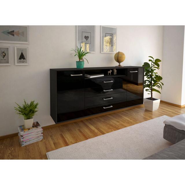 Namath sideboard, flying/metal handles, size: 180 x 79 x 35cm Ebern Designs Colour: Black/Anthracite on Productcaster.