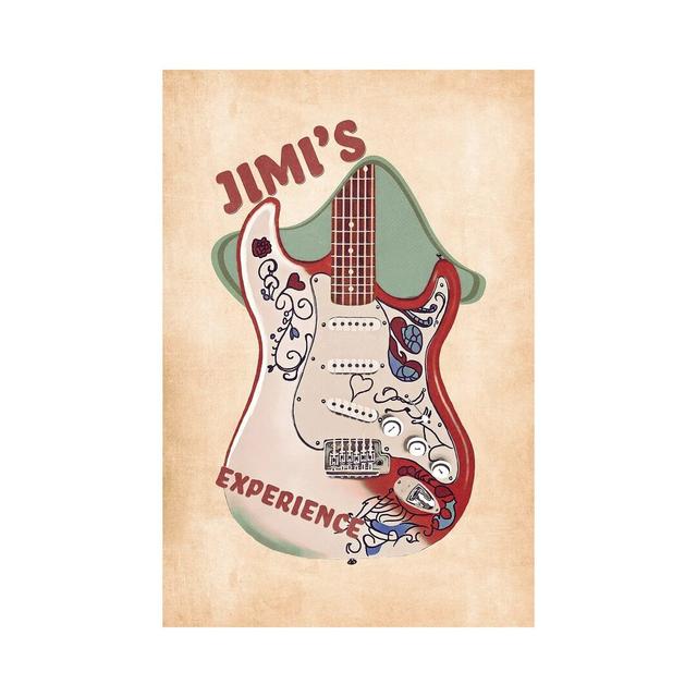 Jimi's Guitar by Pop Cult Posters - Wrapped Canvas Print ClassicLiving Size: 30.48cm H x 20.32cm W x 1.905cm D on Productcaster.