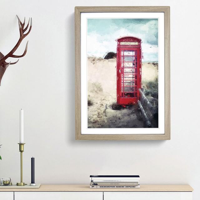 Red Telephone Box in Abstract - Picture Frame Graphic Art Print East Urban Home Frame Option: Oak Framed, Size: 87cm H x 62cm W x 2cm D on Productcaster.