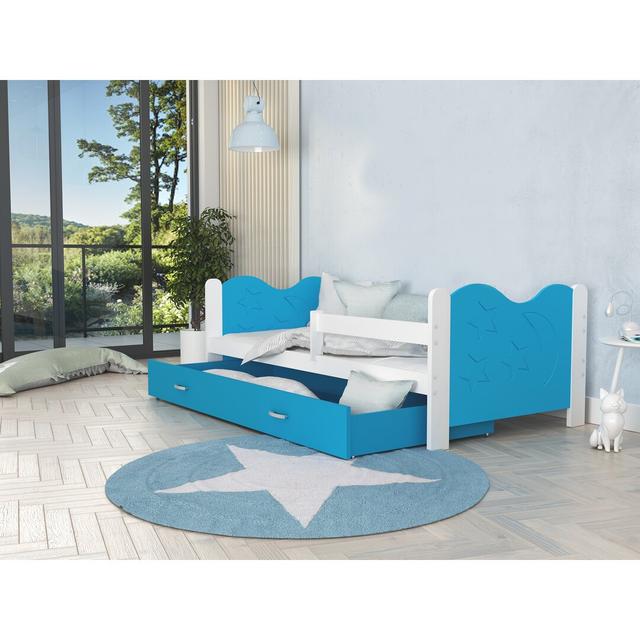 Duffy 80 x 160 cm with Drawer Harriet Bee Colour (Bed Frame): Blue/White, Mattress Included: No on Productcaster.