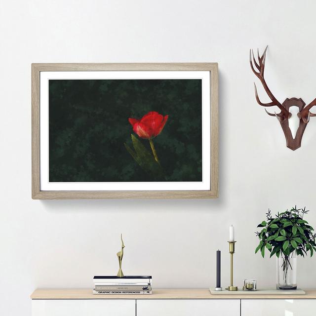 Lone Red Tulip - Picture Frame Graphic Art Print East Urban Home Frame Option: Oak Framed, Size: 33cm H x 45cm W x 2cm D on Productcaster.