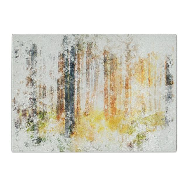 Tempered Glass Rays of Light Through an Autumn Forest Chopping Board East Urban Home Size: 28.5 cm x 39 cm on Productcaster.