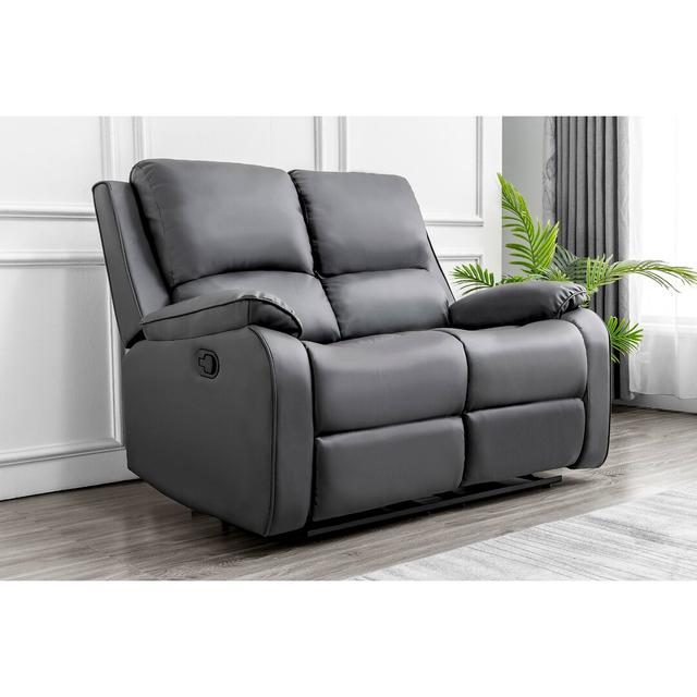 Berau 2 Seater Faux Leather Loveseat Wade Logan Upholstery Colour: Grey on Productcaster.