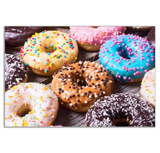 Colourful Frosted Doughnuts Cafe Coffee Shop Canvas Wall Art Picture Print (30X20in) Panther Print Size: 20cm H x 31cm W on Productcaster.