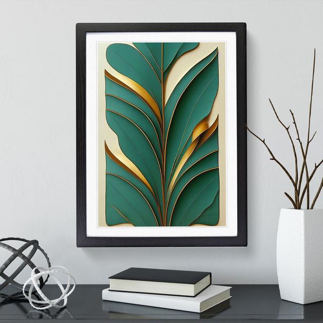 Leaf Art Deco - Single Picture Frame Print Metro Lane Frame Colour: Black, Size: 64cm H x 46cm W x 2cm D on Productcaster.