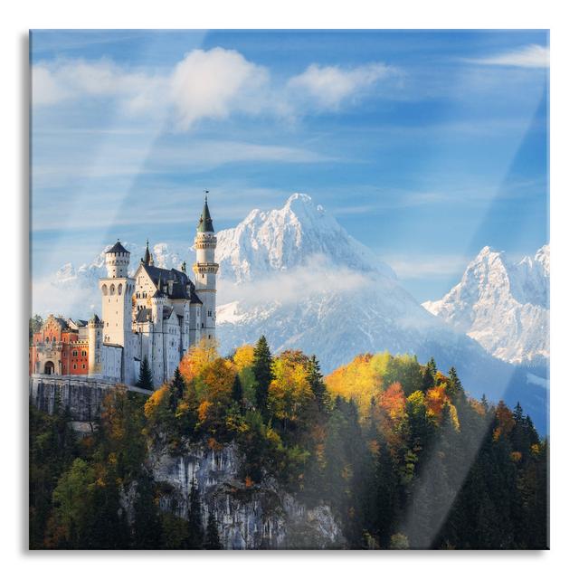 Glasbild Schloss Neuschwanstein Herbst Union Rustic Größe: 40 cm H x 40 cm B x 0,4 cm T on Productcaster.