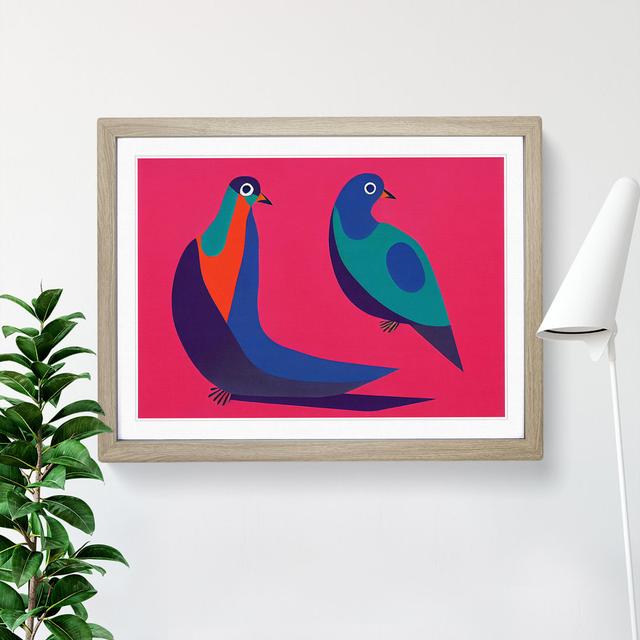 Abstract Pigeon Birds Vol.1 - Single Picture Frame Print Metro Lane Size: 46cm H x 64cm W x 2cm D, Frame Colour: Oak on Productcaster.