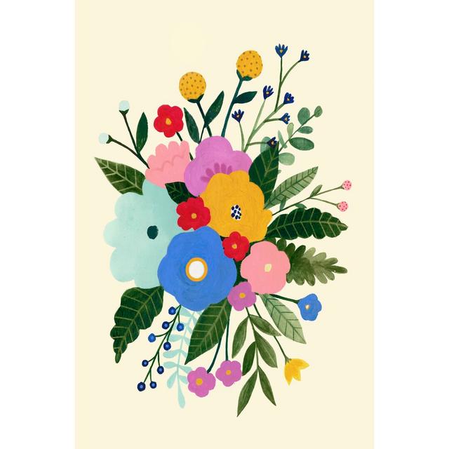 Primary Blooms I by Victoria Borges - Wrapped Canvas Painting Blue Elephant Size: 30cm H x 20cm W on Productcaster.