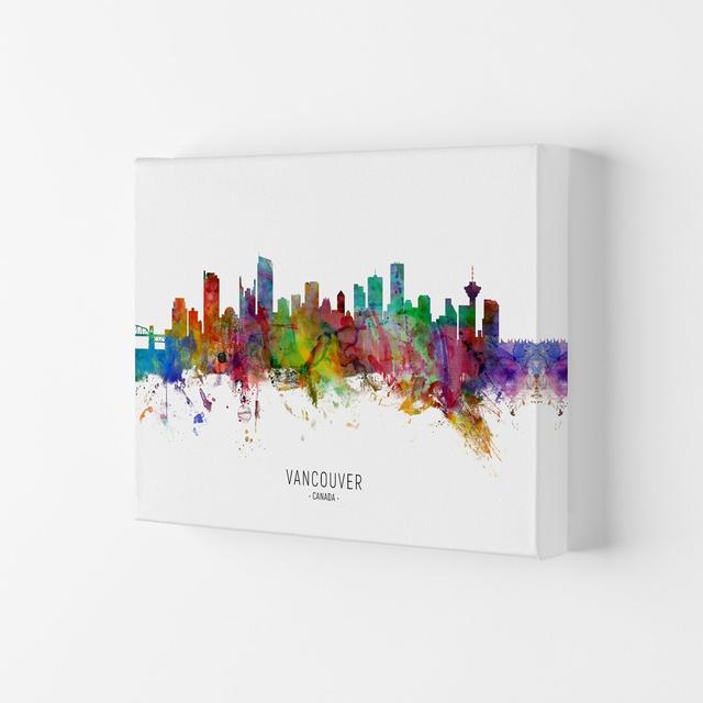 Vancouver Canada Skyline by Michael Tompsett - Graphic Art Print Ebern Designs Format: Wrapped Canvas, Size: 29.7cm H x 42cm W x 4cm D on Productcaster.