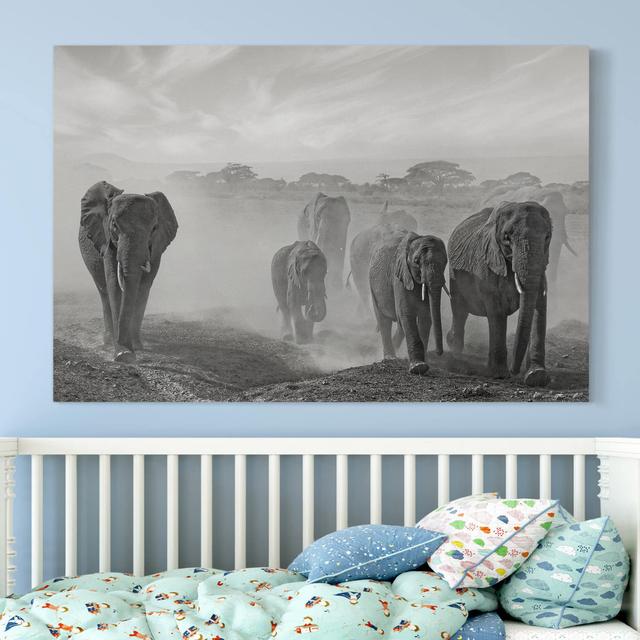 Leinwandbild Herd of Elephants East Urban Home Größe: 60 L x 40 B on Productcaster.