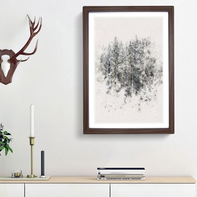 View of a Winter Forest - Picture Frame Painting Print East Urban Home Size: 45cm H x 33cm W x 2cm D, Frame Option: Walnut Framed on Productcaster.