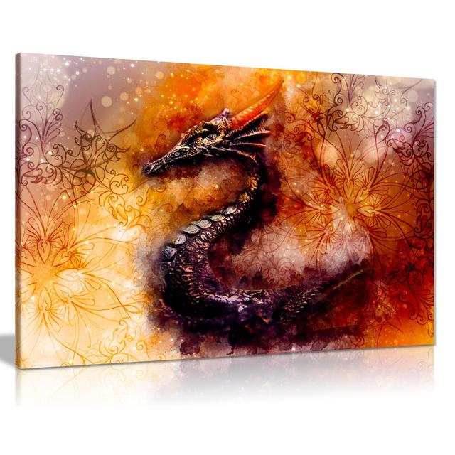 Dragon Canvas Wall Art Picture Print - Wrapped Canvas Print Panther Print Size: 41cm H x 61cm W on Productcaster.