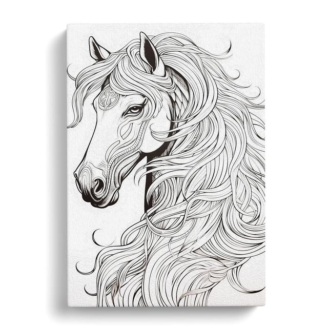 Horse Line Art Happy Larry Size: 76cm H x 50cm W x 3cm D on Productcaster.